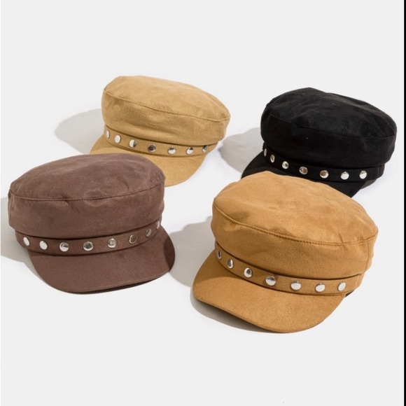 Page Boy Cap with Silver Tone Studded Detail Multiple Colors O/S (fits most) - Picture 6 of 7